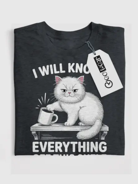 Grumpy Cat Shirt – Funny Shelf Destruction Graphic Tee - Image 4
