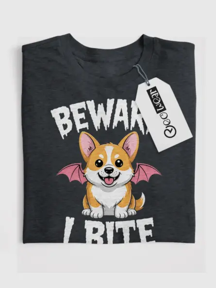 Funny Halloween Corgi Shirt – Beware I Bite Vampire Dog Tee - Image 4