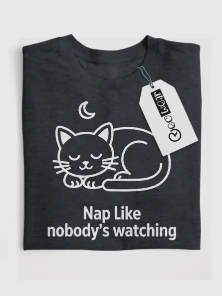Cozy Heart Cat Shirt – Nap Like Nobody's Watching Tee - Image 7