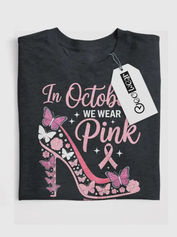 Dark Heather Shirt – Clean Angle – in october we wear pink shirt rear