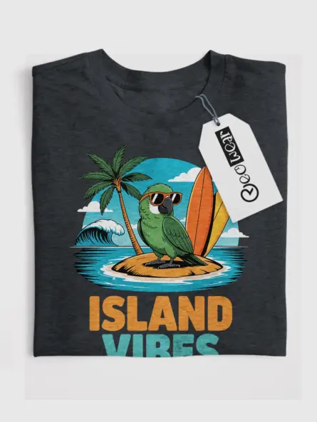 Island Vibes T-Shirt – Retro Parrot Beach Graphic Tee - Image 4