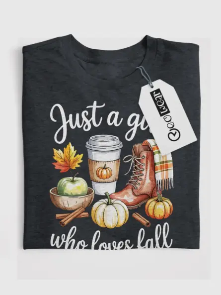 Just a Girl Who Loves Fall t-Shirt – Cozy Watercolor Autumn Tee - Image 4