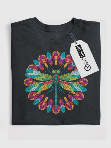 Mandala Dragonfly T-Shirt – Artistic Boho Tee for Nature Lovers - Image 4