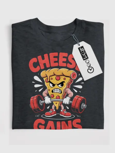Cheese Gains Pizza Gym Shirt – Funny Workout Tee for Foodie Lifters - Image 4