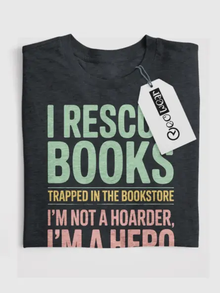 Rescue Books Shirt – Funny Vintage Tee for Book Hoarders & Heroes - Image 4