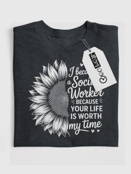 Social Worker Sunflower T-Shirt With Quote - Image 4