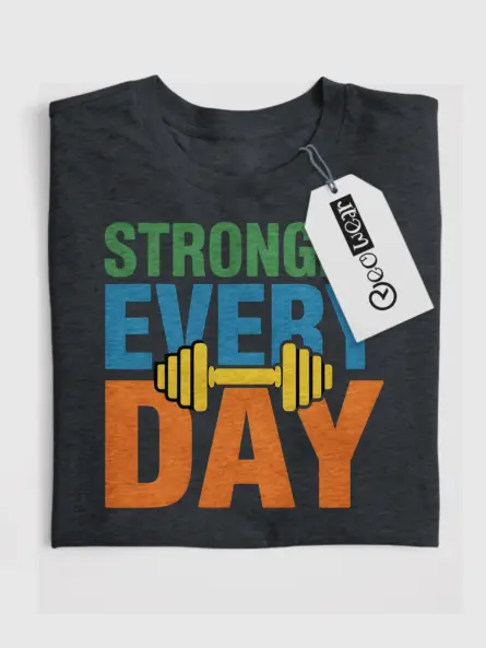 Empowering Strength Training T-Shirt – Stronger Every Day Dumbbell Tee - Image 4