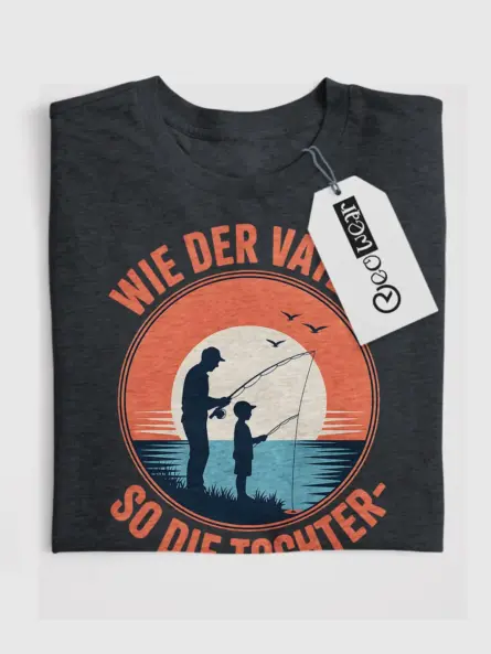 dark heather flatlay Shirt Folded – Retro Vater Tochter Shirt – Gift for Dad