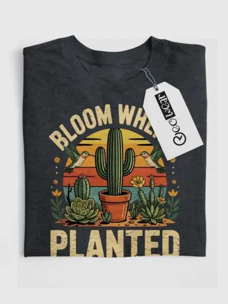 Vintage Cactus T-Shirt for Plant Lovers – Bloom Where Planted - Image 4