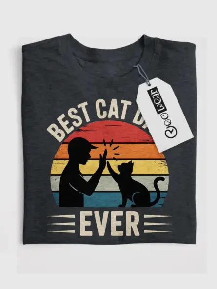Vintage Cat Dad Shirt – Retro Sunset Tee for the Best Cat Dad Ever - Image 4