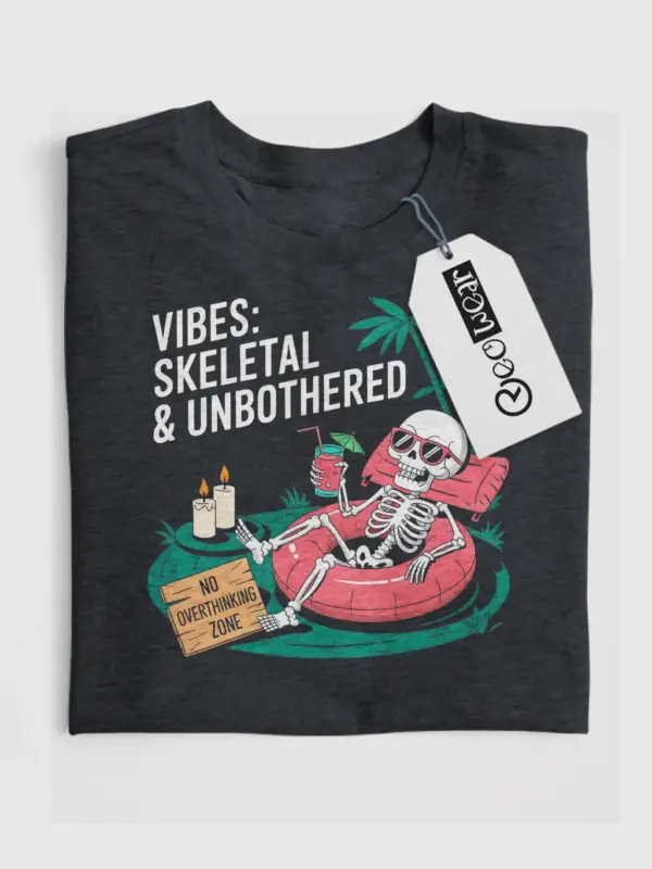 Dark Heather front view skeleton vibes t-shirt for introverts