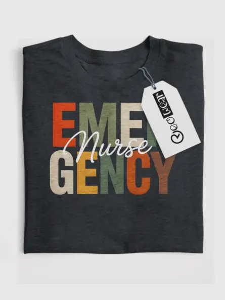 dark heather emergency nurse shirt front view nurse apparel