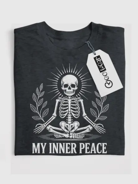 Ultimate Skeleton Inner Peace T-Shirt – Funny Dark Meditation Tee - Image 10