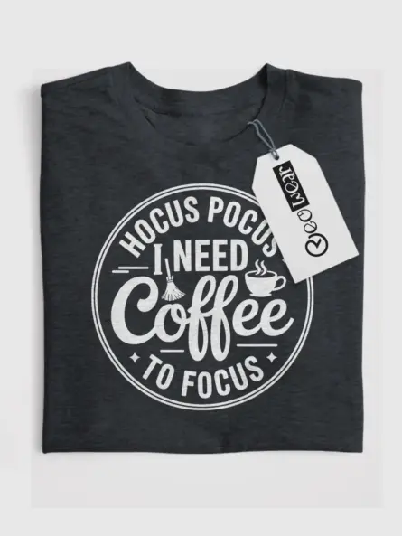 Dark Heather Hocus Pocus Coffee hocus pocus coffee t-shirt front print