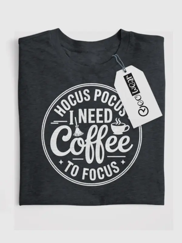 Dark Heather Hocus Pocus Coffee hocus pocus coffee t-shirt front print
