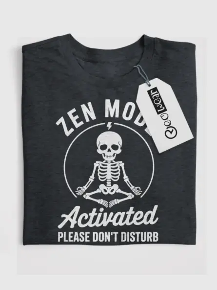Dark Heather Shirt Lifestyle Shot Skeleton Zen Mode T-Shirt