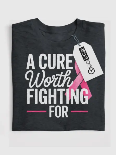 A Cure Worth Fighting For Shirt – Bold Pink Ribbon Awareness Tee - Image 5