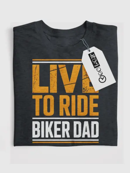 Bold Biker Dad Shirt – Live to Ride Vintage Distressed Tee for Men - Image 4