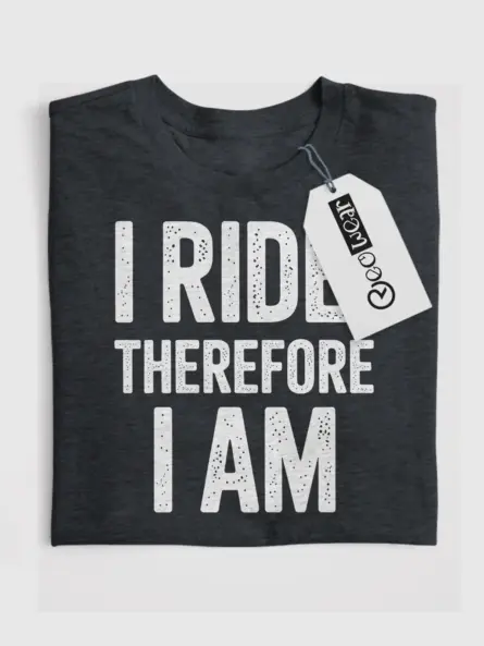 Bold Biker Quote T-Shirt – “I Ride Therefore I Am” Minimal Design - Image 4