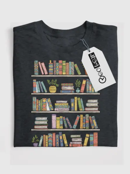 Bookshelf T-Shirt – Charming Graphic Tee for Cozy Book Lovers - Image 4