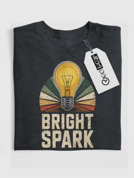 Dark Heather Bright Spark Shirt – distressed vintage electrician apparel, filament graphic