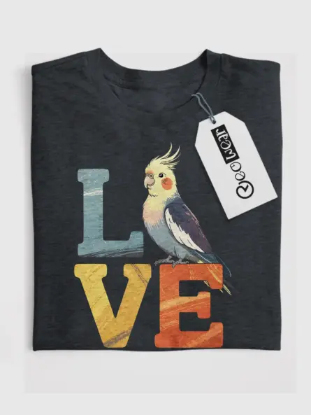 Cartoon Cockatiel Love T-Shirt for Bird Lovers - Image 4