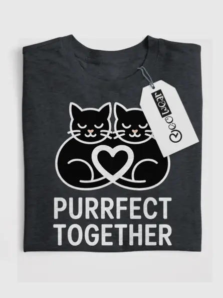 Purrfect Together Cat Heart Shirt – Romantic Gift for Couples - Image 4