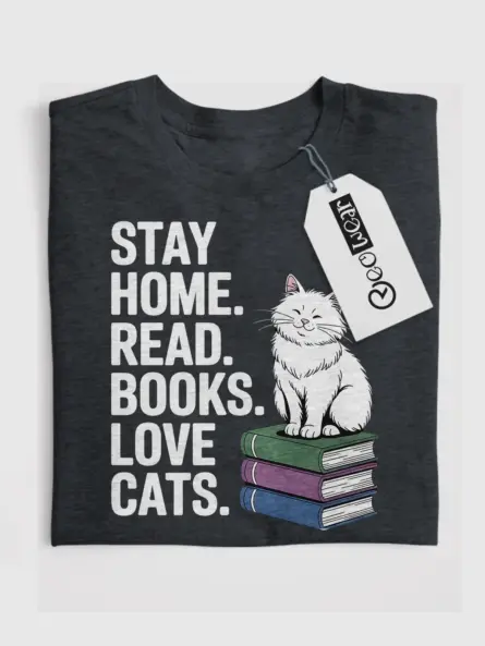 Cozy Cats Books T-Shirt – Minimalist Reading Tee for Introverts - Image 4