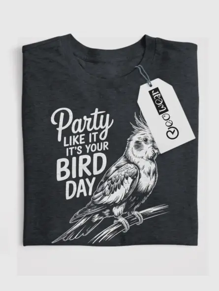 Cockatiel Birthday T-Shirt – Party Like It’s Your Bird Day Tee - Image 4