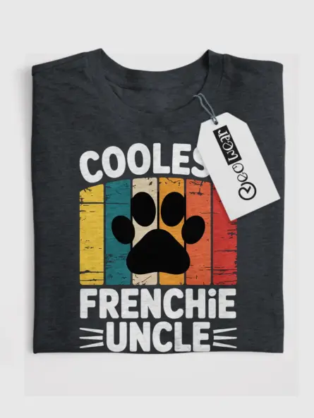 Coolest Frenchie Uncle T-Shirt – Retro Dog Gift for Him - Image 4