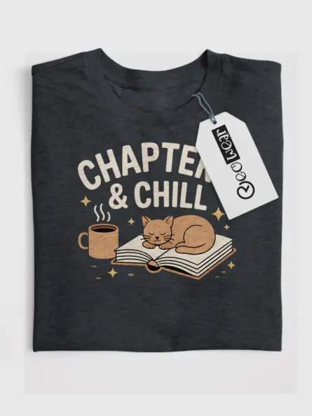 Cozy Reading T-Shirt – Chapters and Chill Cat Lover Tee - Image 4