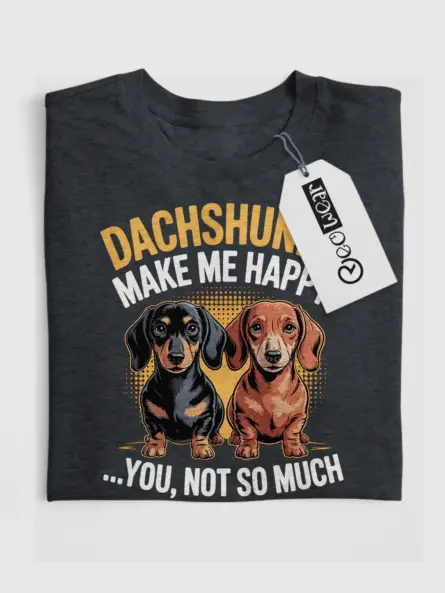 Dachshunds Make Me Happy Shirt – Funny Wiener Dog Graphic Tee - Image 4