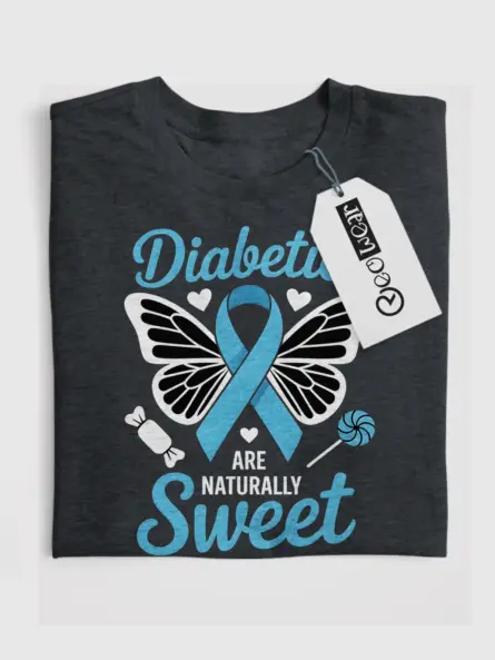 Sweet Diabetes Awareness T Shirt – Blue Ribbon Butterfly Tee - Image 7