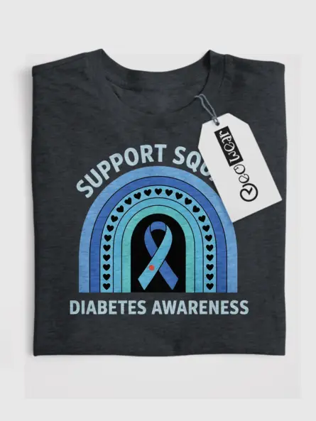 Diabetes Support T Shirt – Support Squad Rainbow Awareness Tee - Image 4