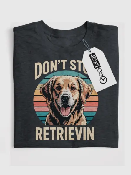 Dark Heather Shirt Folded Don’t Stop Retrievin Tee Vintage Dog Print