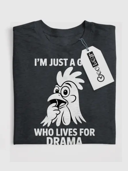 Funny Drama Queen T-Shirt – Bold Rooster Meme Design - Image 4
