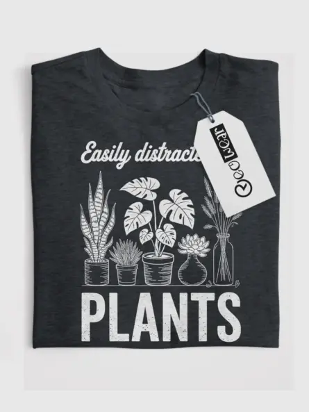 Plant Lover T-Shirt – Easily Distracted by Plants - Image 4