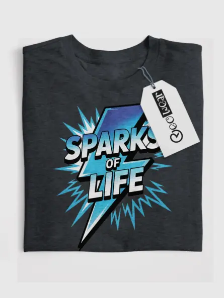 Electrician Motivational T-Shirt – Sparks of Life Blue Lightning Design - Image 4