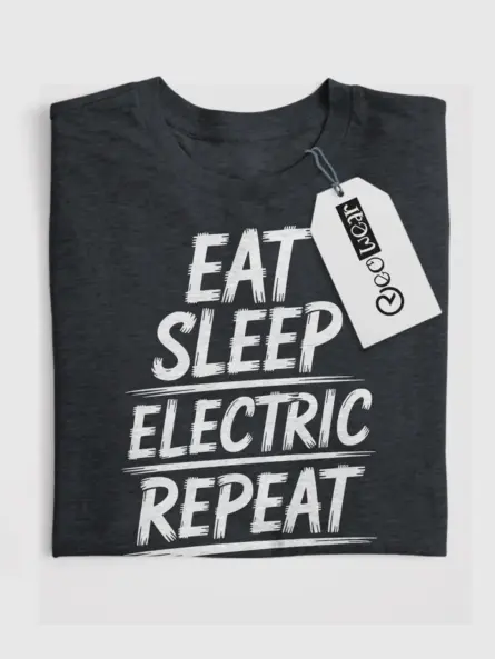 Eat Sleep Electric Repeat Electrician Slogan T-Shirt - Image 4