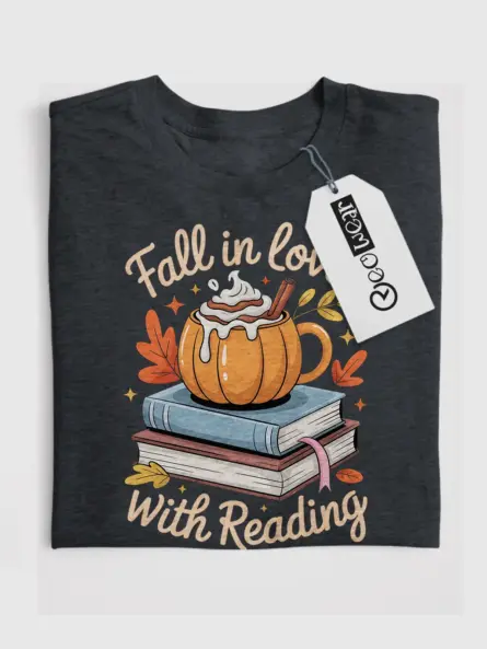 Fall Reading Shirt – Cozy Fall in Love with Reading Book Lover Tee - Image 4