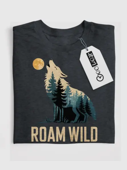 Forest Wolf Silhouette T-Shirt Roam Wild Design - Image 4