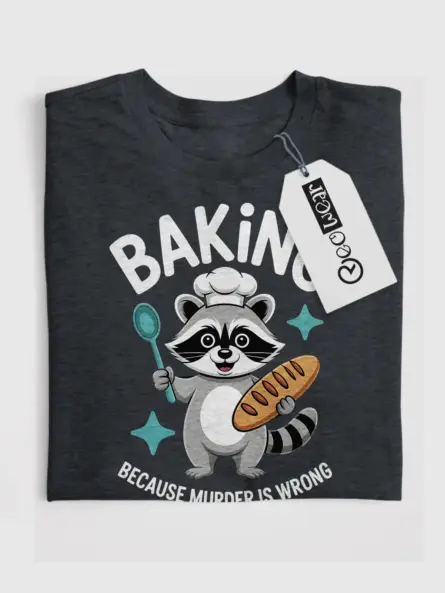 Funny Baking T Shirt – Dark Humor Raccoon Graphic Tee - Image 4