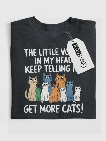 Funny Introvert Cat Shirt - Voices Say Get More Cats Tee - Image 4