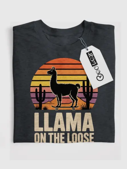 Funny Llama T-Shirt – “Llama on the Loose” Retro Humor Tee for Animal Lovers - Image 4