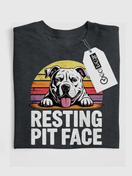 Funny Pitbull Shirt – Resting Pit Face Retro Dog Tee - Image 4
