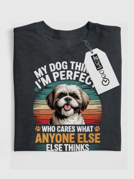 Funny Shih Tzu T-Shirt – Vintage Dog Mom Graphic Tee with Heart - Image 4