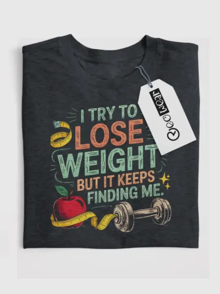 Funny Weight Loss T-Shirt for Women – I Try to Lose Weight but It Keeps Finding Me - Image 4