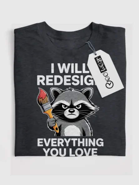 Grumpy Raccoon T-Shirt for Creatives – Funny Graphic Designer Gift - Image 4