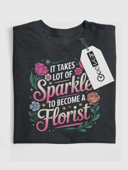 Whimsical Sparkle Florist T-Shirt for Women - Image 4