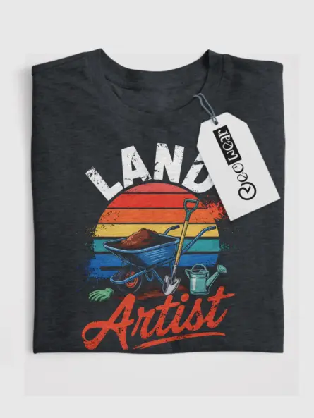 Bold Retro Land Artist T-Shirt for Gardeners - Image 4